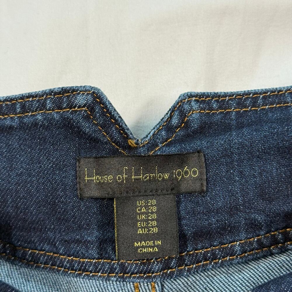 House of Harlow 1960 Wide leg Sailor Dark Wash High Rise Blue Jeans Size 28 - Picture 3 of 12